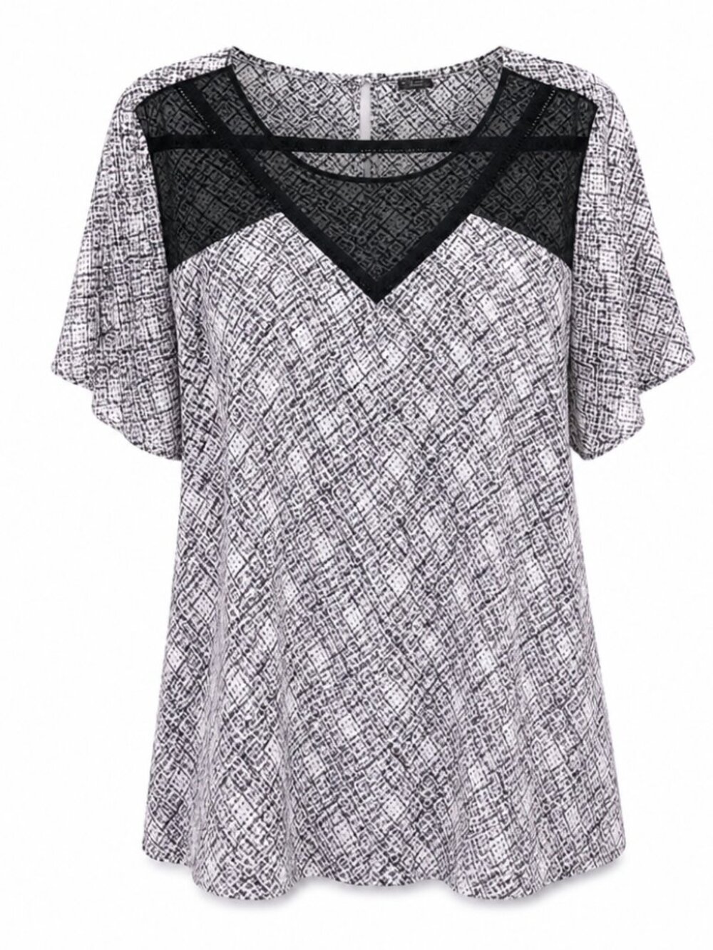 Worthington Plus Size Abstract Office 2X Two Tone Short Sleeve Blouse Top